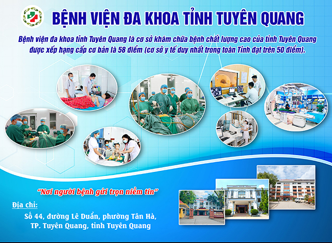 BỆNH VIỆN ĐA KHOA TỈNH TUYÊN QUANG LÀ CƠ SỞ KHÁM CHỮA BỆNH CHẤT LƯỢNG CAO, ĐƯỢC XẾP HẠNG CẤP CƠ BẢN VỚI 58 ĐIỂM.