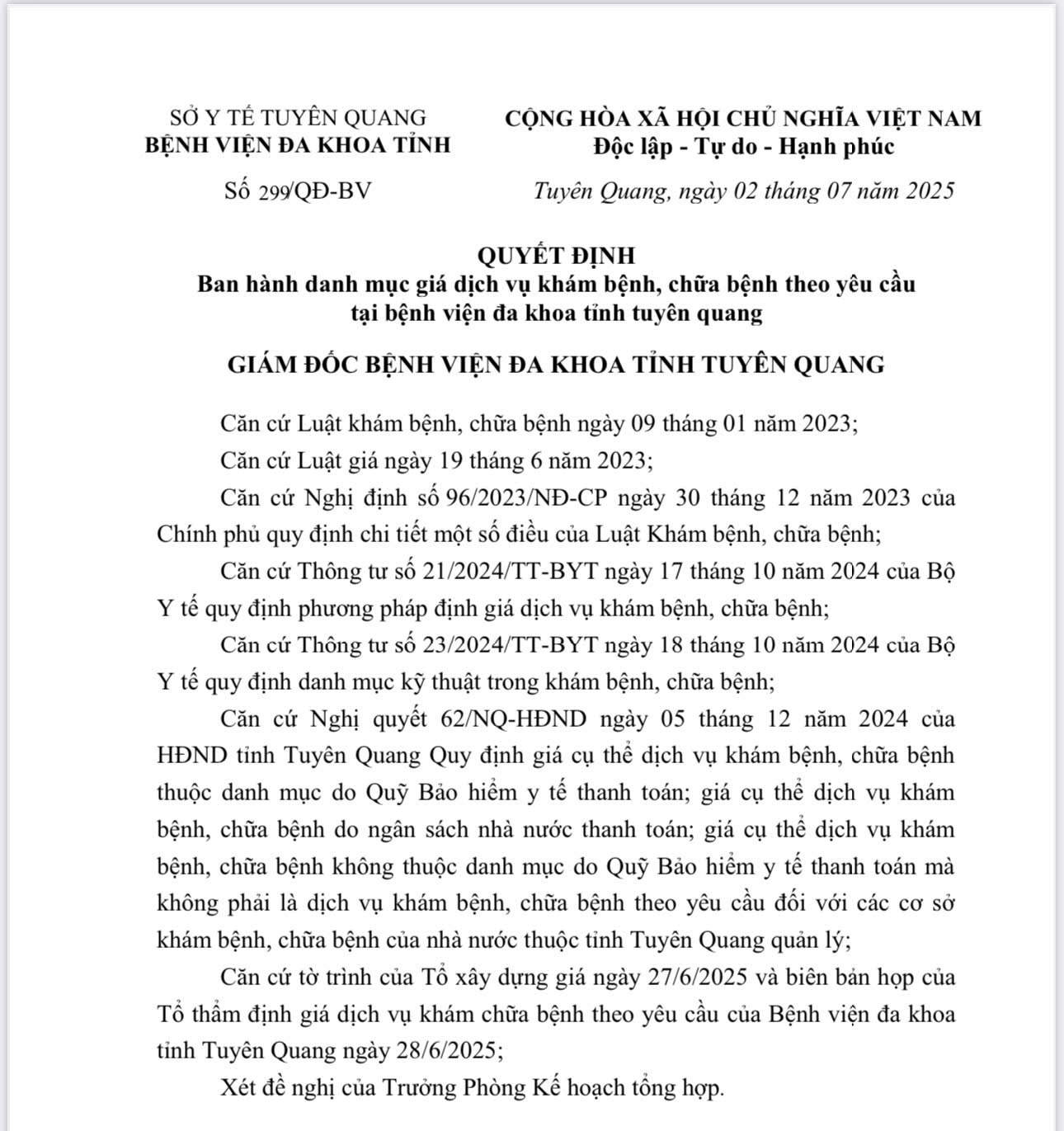 GIÁ DỊCH VỤ KHÁM BỆNH THEO YÊU CẦU NĂM 2026