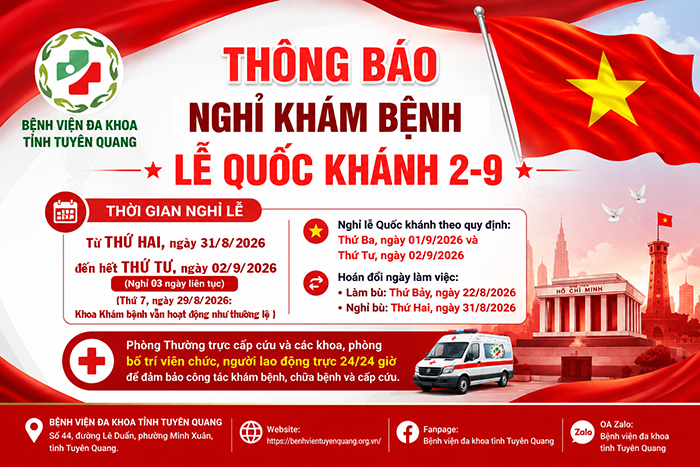 THÔNG BÁO LỊCH NGHỈ LỄ QUỐC KHÁNH 2/9 NĂM 2026.