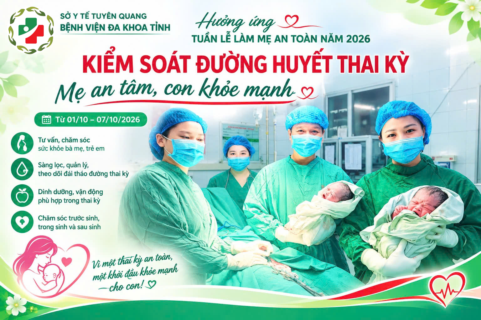 HƯỞNG ỨNG TUẦN LỄ LÀM MẸ AN TOÀN 2026 VỚI CHỦ ĐỀ: "KIỂM SOÁT ĐƯỜNG HUYẾT THAI KỲ – MẸ AN TÂM, CON KHỎE MẠNH"
